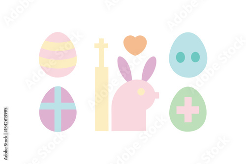 Pastel Easter Icons Set for Spring Holiday Designs