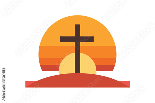Easter Sunrise Cross Religious Design for Print or Web