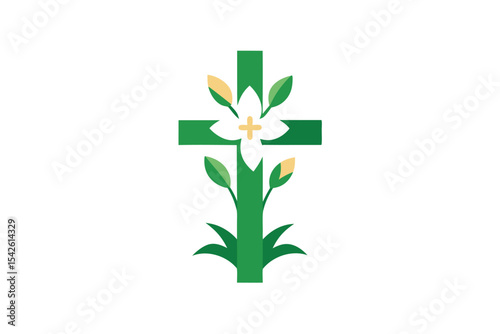 Easter Lilies and Floral Cross Design for Spring