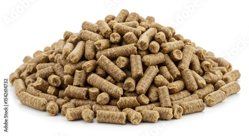 Pile of small, cylindrical feed pellets