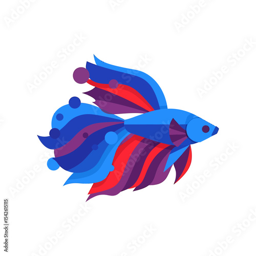 Striking stylized betta fish illustration showcasing vibrant colors and dynamic design