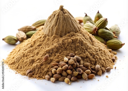 Ground Cardamom Spice Aromatic Powder and Seeds