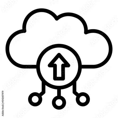 cloud outline icon with upload symbol and connection