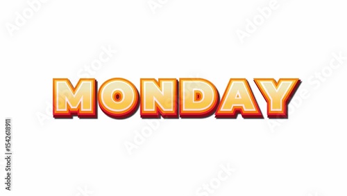 3D text design of the word Monday suitable for calendars, social media posts, website banners, digital marketing campaigns, and office graphics.