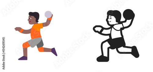 Handball Player Brown Orange