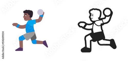 Handball Player Brown Blue