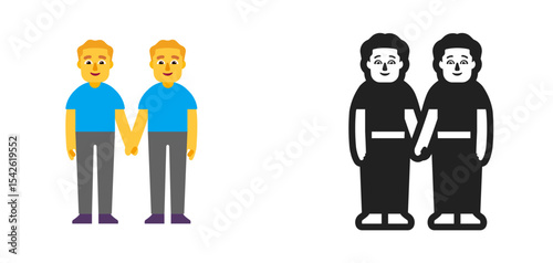 Two Men Holding Hands Blue
