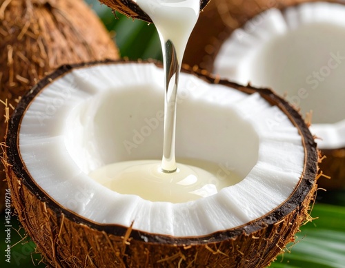 coconut milk splash on a black background