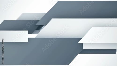 Geometric Abstract Design with Clean, Modern White and Gray Overlapping Shapes Forming a Dynamic Digital Background for Corporate Themes