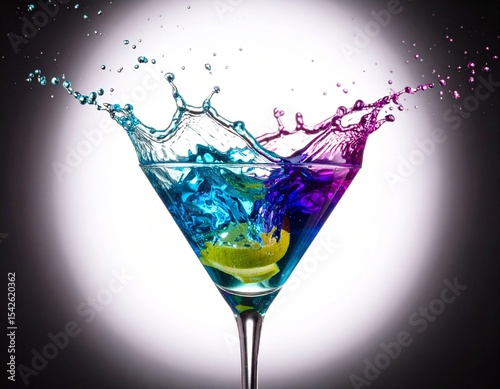 cocktail with splash of cocktail on white background
