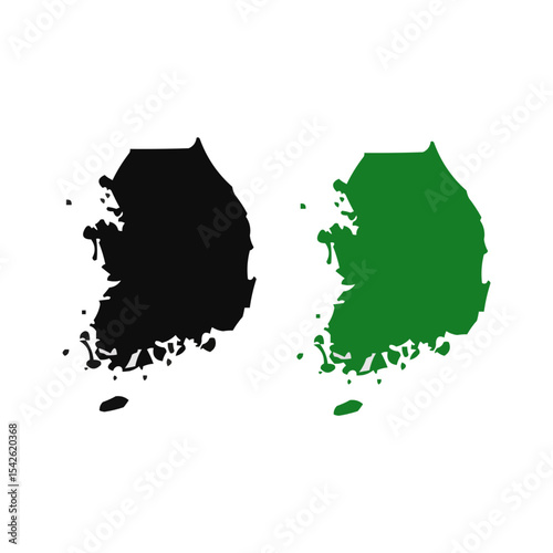 silhouette Illustration of map of south korea country geography of countries and continents