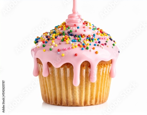 cupcake with candle mockup on white background 