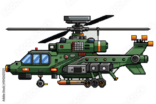 Pixel Art Helicopter – Military and Rescue Helicopter in 8-bit 16-bit 32-bit Pixel Style