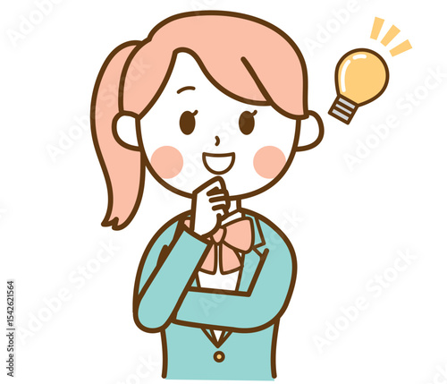 ひらめいて正解が分かったブレザー制服の学生の女の子のイラスト素材