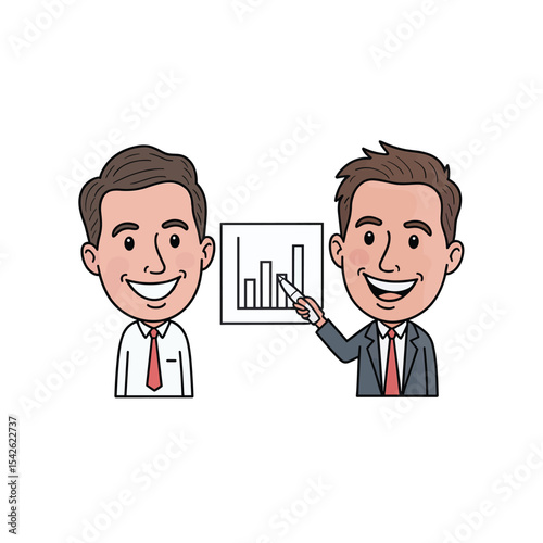 bar graph with positive trends in a business meeting setting smiling