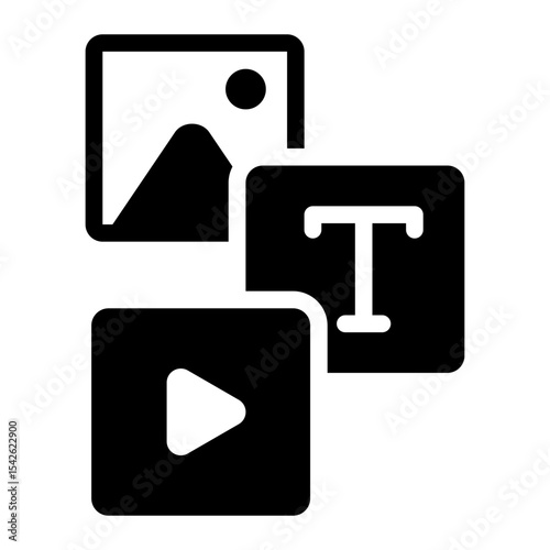 stack of media glyph icons for various content types