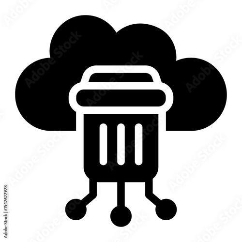 trash bin glyph icon for deleted files from cloud