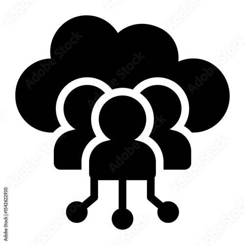 cloud glyph icon with multiple user accounts