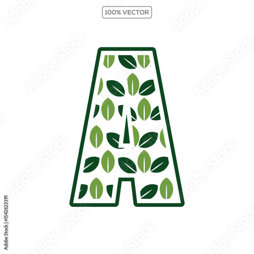 Initial Letter A With Leaf Luxury Logo. Green leaf logo Template vector