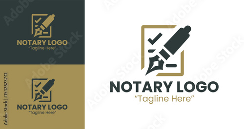 Distinctive Notary Logo with Checkmark and Quill for Legal and Notary Branding