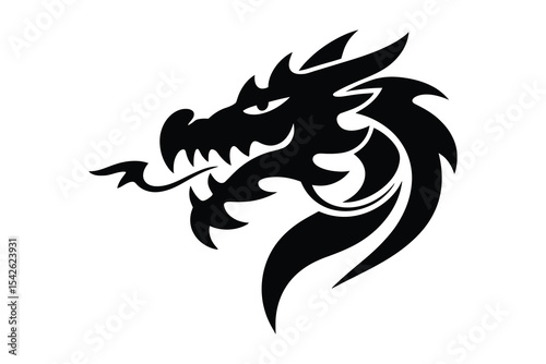 Traditional dragon face illustration from chinese vector style