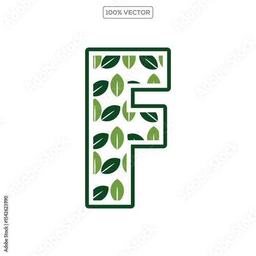 Initial Letter F With Leaf Luxury Logo. Green leaf logo Template vector