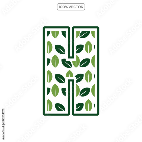 Initial Letter H With Leaf Luxury Logo. Green leaf logo Template vector