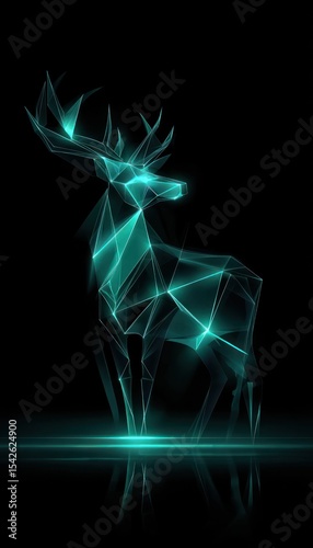 Abstract teal polygonal deer