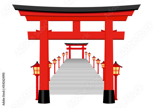 鳥居と灯篭の階段