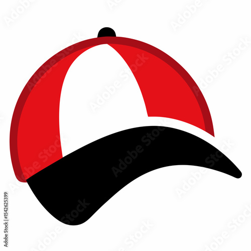 Red and black baseball cap icon illustration