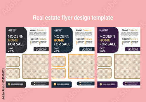Real Estate Flyer Design bundle, property sale flyer, social media post set template, flyer design for rent. house square template