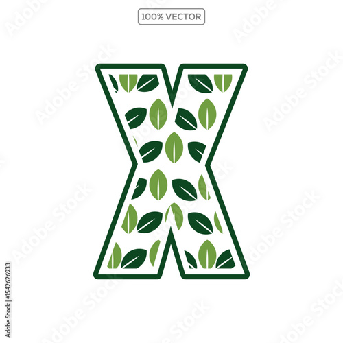 Initial Letter X With Leaf Luxury Logo. Green leaf logo Template vector