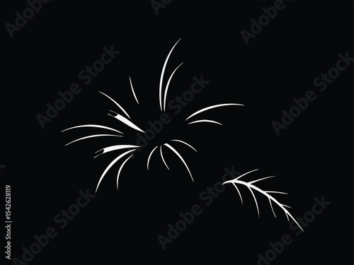 Simple white fireworks on black background