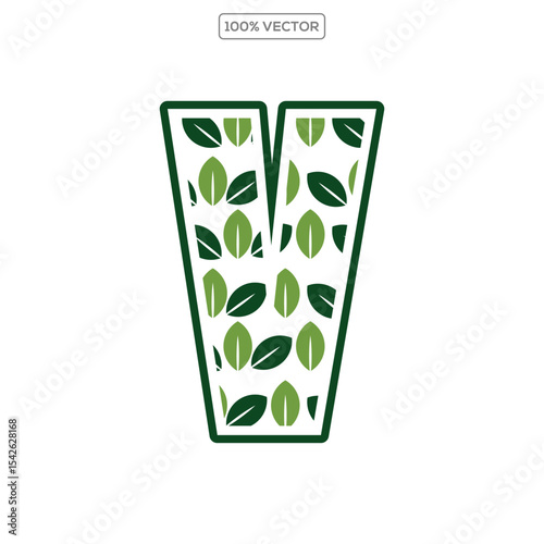 Initial Letter V With Leaf Luxury Logo. Green leaf logo Template vector