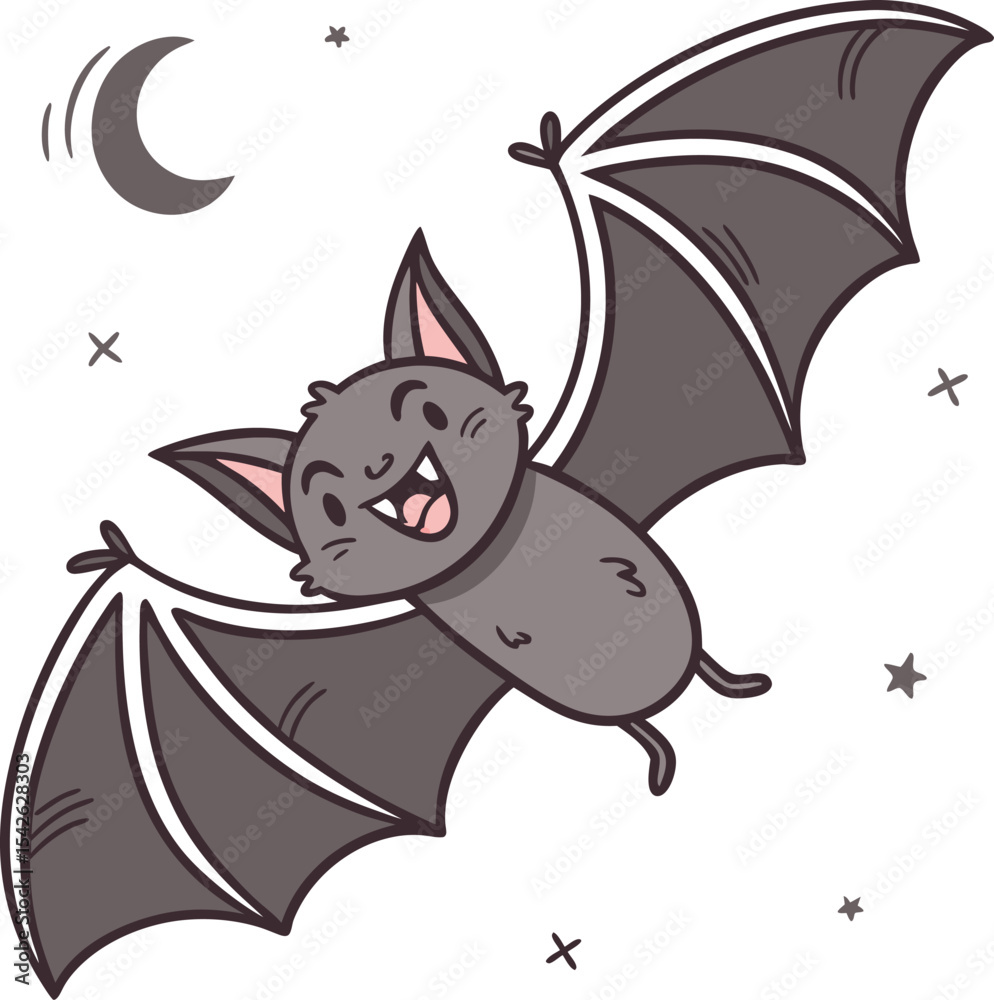 Fototapeta premium cute cartoon bats flying with happy smiling faces