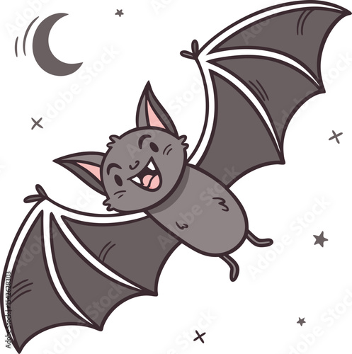 cute cartoon bats flying with happy smiling faces