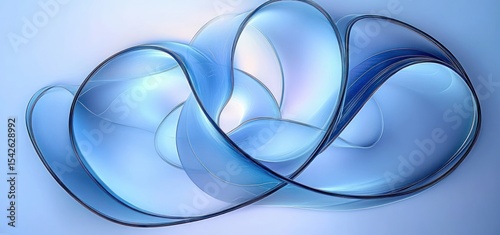 Abstract smooth blue translucent looped shapes intertwined on a soft gradient background emitting a calm and futuristic feeling