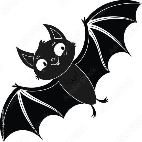 cute cartoon bats flying with happy smiling faces