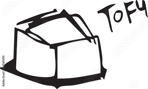 Tofu Block Illustration Minimalist Food Art Print or Digital Download
