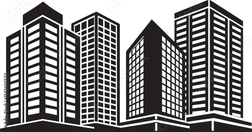 Modern City Skyline Silhouette Vector Illustration