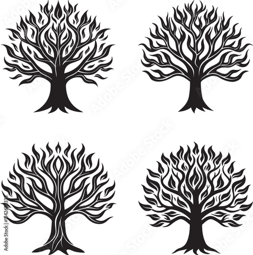 Abstract Tree of Life Silhouette Vector Illustration