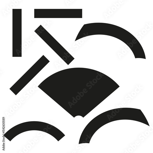 Abstract geometric shapes. Modern decorative elements. Black white forms. Vector graphic design.
