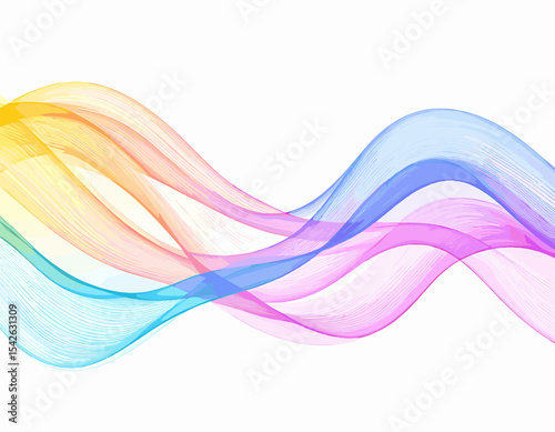 Abstract Wavy Lines in Pastel Shades on White Background Creates a Dynamic Fluid Design with Interweaving Flowing Pattern Perfect for Presentation
