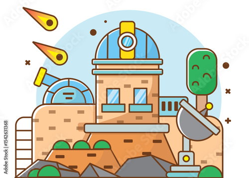 Flat Illustration planetarium, vector illustrator