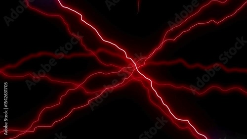 Abstract depiction of vibrant red lightning bolts against a dark background, creating an electrifying atmosphere