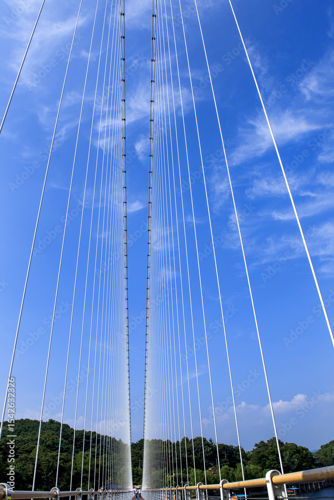 Naklejka premium Horizontal view of bridge tower and arches 