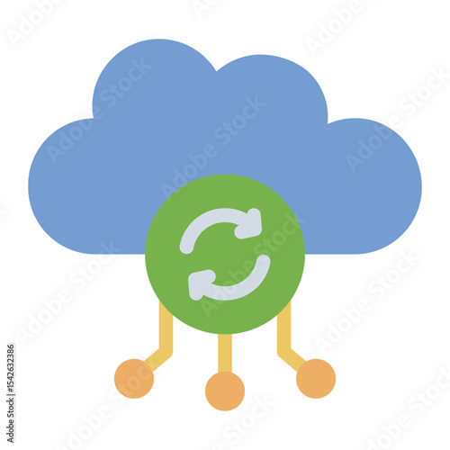 cloud flat icon with refresh loop symbol