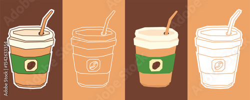 Takeaway Coffee Cup Sticker Set in Four Styles