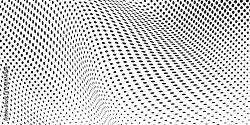 Abstract vanishing polka dot background. Repeating dots gradation pattern. Dotted halftone gradient modern art