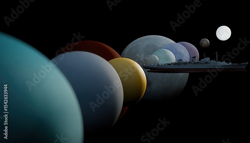 Spacecraft among planets in a dark void